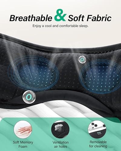 LC-dolida Sleep Headphones, White Noise Bluetooth Sleep Mask 3D Wireless Eye Mask Sleeping Headphones, Sleep Mask with Bluetooth Headphones for Side Sleepers Travel Yoga, Cool Gifts thumbnail 5