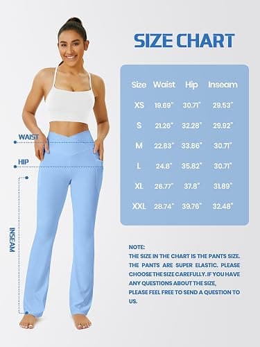 FOHOFO Yoga Pants Women, Flare Leggings for Women with Pockets Crossover High Waisted Bootcut Yoga Pants thumbnail 5