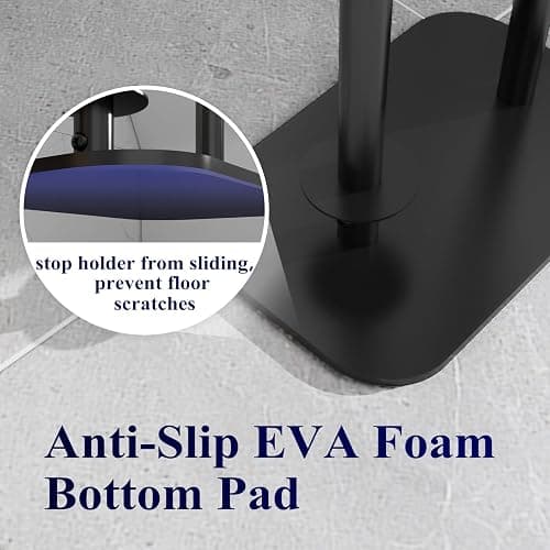 Kitsure Toilet Paper Holder Free Standing – Rustproof Metal Toilet Paper Stand for 4 Rolls with Anti-Slip Base and Shelf for Phone & Small Items, Bathroom Organizers and Storage, Medium, Black thumbnail 7