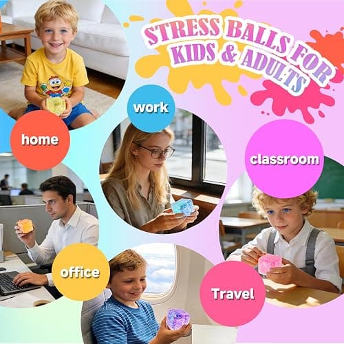 24 Pack Slow Rising Cube Squishy Stress Balls，Stress Cube for Adult | Bulk Taba Squish Fidget Toys, Square Squeeze Toy for Prizes, Glitter Mini Cube Squishy for Party Favors thumbnail 6