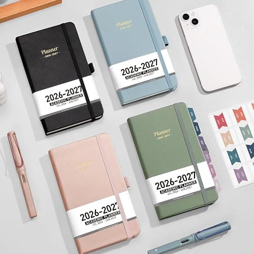 AHGXG Pocket Calendar 2026-2027, July 2026 - June 2027, Academic Planner, Weekly and Monthly, Small Size for Purse, Hardcover, 12-Month Tabs, for Women, School, 3.9"X 6.7" (Gray Blue) thumbnail 8