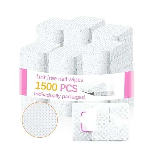 1500 Pcs Lint Free Nail Wipes, White No Lint Nail Wipes for Gel Nails Lint Free Polish Remover Wipe Eyelash Extensions Glue Nails Cleaning Pads Supplies - Image 1