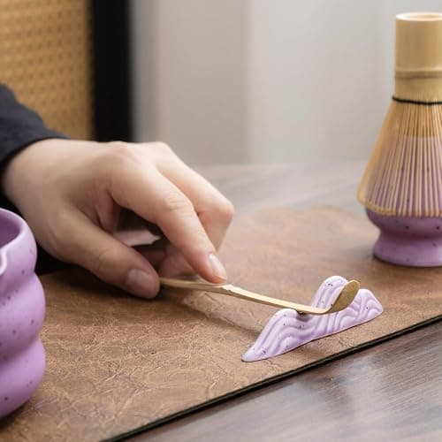 7Pcs Japanese Matcha Tea Set, Matcha Kit with Matcha Bowl (with Pouring Spout), Matcha Whisk, Whisk Holder, Strainer - Elegant Matcha Set for Gifting and Personal Use, Gift Box Packaging (Purple;) thumbnail 7