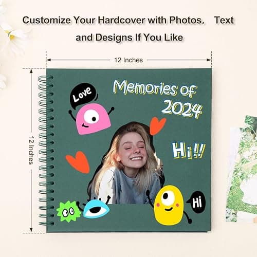 Scrapbook Album 12x12 Inches 100 Pages Hardcover Kraft Paper Photo Album Scrap Book Memory Book Blank DIY Scrapbook Albums for Boyfriend Wedding Baby Travel Anniversary Family, Green thumbnail 3