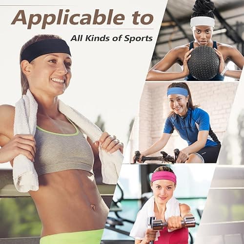 DiyJibb Headbands for Women, Stretchy Non Slip Soft Cotton Cloth Hair Bands for Sports, Workout, Yoga and Running, 7pcs thumbnail 3