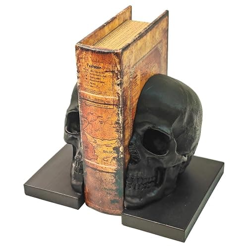 LuckyVin Black Skull Head Skeleton Decorative Statue Unique Design Split Resin Sculpture Home Decoration Gothic Art Piece Halloween Decor (Black) - Image 1
