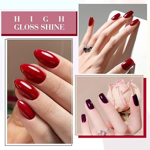 CANNI 6 Colors 9 ML Hema-Free Dark Red Gel Polish Set, Deep Cherry Red Burgundy Gel Nail Polish Blood Wine Red Color Kit, Soak Off LED Nail Gel Manicure Kit DIY at Home Salon Gifts thumbnail 4