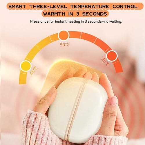 Hand Warmers Rechargeable 2 Pack,Electric Hand Warmer with 3-Level Heating & 10s Fast Heat, Magnetic Portable Pocket Heater for Outdoor Camping, Hunting, Skiing, Gifts for Men Women thumbnail 2
