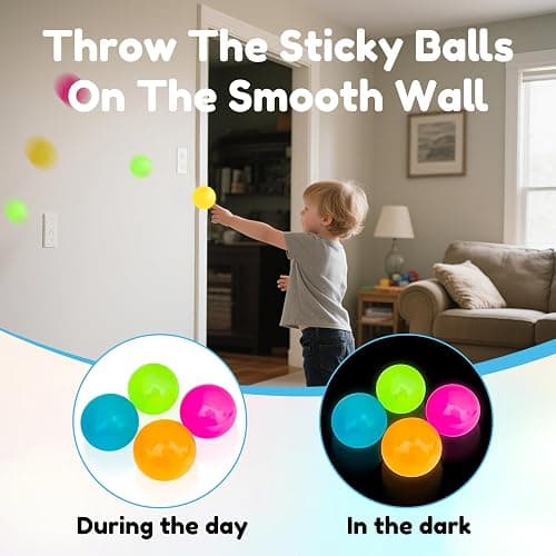 4pcs Glowing Sticky Balls, Glow in Dark Toys Stress Balls for Adults,Stress Relieving Fun Decompression Fidget Toy Birthday Gift,Easter Basket Stuffers Gift for Him Her Women thumbnail 7