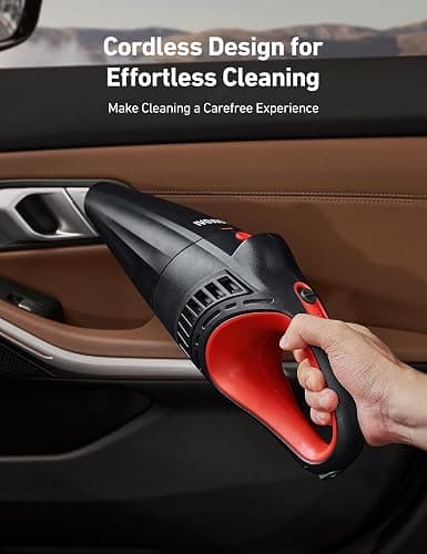AstroAI Handheld Car Vacuum Cordless with Accessories, Portable Vacuum Cleaner with 12V DC Power, LED Light, Brush, Extended Suction Pipe, Hose, Mini Handheld for Car, Home, Office, and Pet Hair, Red thumbnail 3