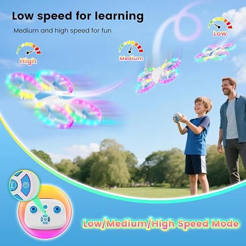 Mini Drone for Kids and Beginners with Fancy LED & Altitude Hold,Birthday Gift for Boys Girls,RC Drone with Propeller Protection,360°Flips,3 Speed Mode,Indoor Outdoor Mini Quadcopter Toy thumbnail 5