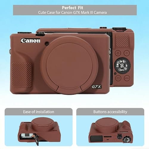 Frevyve Case for Canon G7X Mark III Camera, Soft Silicone Protective Case, Slim Fit Sleeve with Removable Lens Cover and Screen Protector Accessories, Lightweight, Anti-Scratch (Dark Brown) thumbnail 4