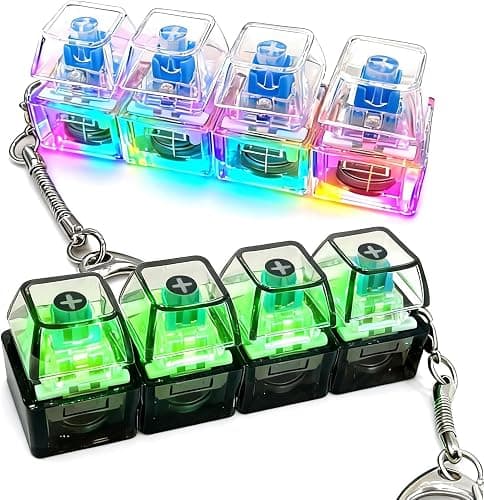 2 Pack Keyboard Fidget Keychain,Keyboard Button Finger Clicker for Anxiety Relief (Transparent) - Image 1
