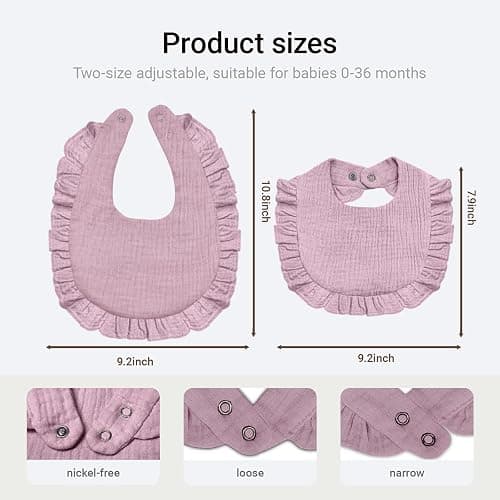 Baby Muslin Bibs,6 Pcs Drool Bandana Bibs for Baby Girl Drooling and Teething,Soft and Absorbent Cotton for Newborn thumbnail 3