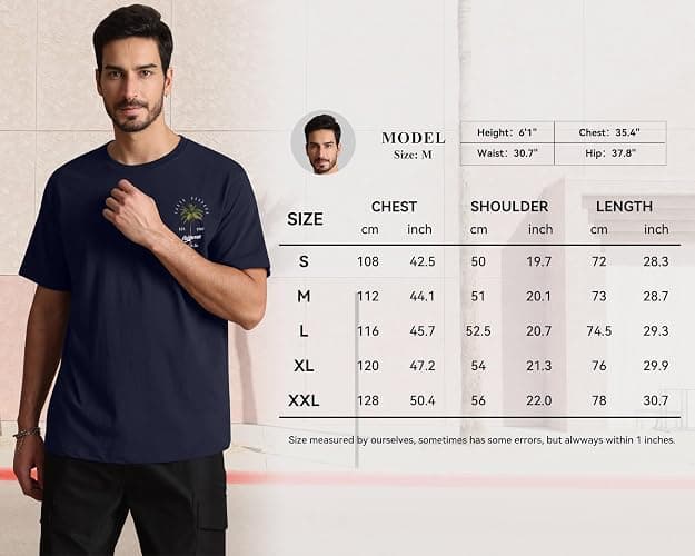 Mens Graphic T-Shirts Short Sleeve Palm Tree Print Summer Top Crewneck Cotton Casual California Tees for Men thumbnail 7