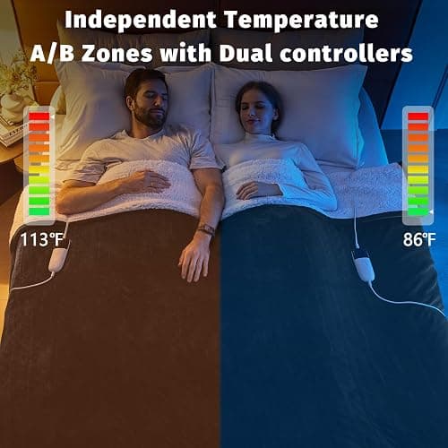 Heated Electric Blanket Queen Size - 84" x 90" Heating Blanket with Dual Control, 10 Heating Levels & 8 Hours Auto Off, Soft Warm Flannel Blanket, Christmas Birthday Gifts for Senior Grandma thumbnail 2