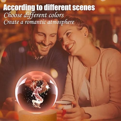 LINSINA Dragon Lamp, 80mm 16 Colors Crystal Ball Night Light with Wooden Base and Remote Control, Birthday Gift and Dragon Gifts for Women Men Kids thumbnail 5