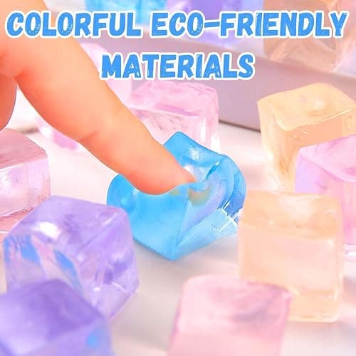 24Pcs Stress Balls Fidget Toys Adults, Ice Cube Squeeze Toys - Square Squeeze Ball Sensory Toys, Squeeze Toys - Small, Stress Balls for Adults, Easter, Christmas, Party Favors, Stocking Stuffers thumbnail 7