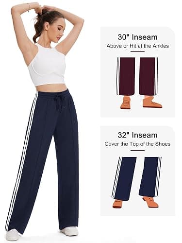 Tapata Women's 28/30/32/34 Inseam Track Pants Loose Straight Leg Jogging Sweatpants Warm-Up Sports Athletic Running thumbnail 7