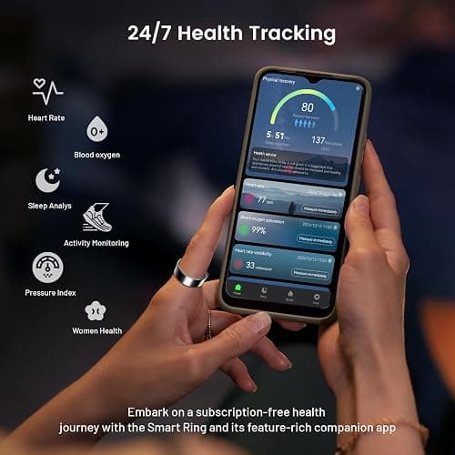 Mirlray Smart Ring for Women & Men, Smart Ring Health Tracker, Blood Oxygen & Heart Rate Monitor, Long Lasting Battery Sleep Ring, Waterproof Fitness Ring (Rose Gold, 7) thumbnail 2