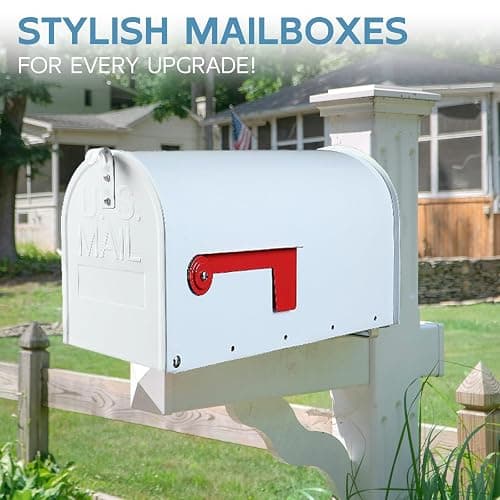 BlissBoard White Mailboxes for Outside Post Mount, Galvanized Steel Metal Mailbox, Standard Size, 20 x 8.7 x 6.7 Inches thumbnail 7