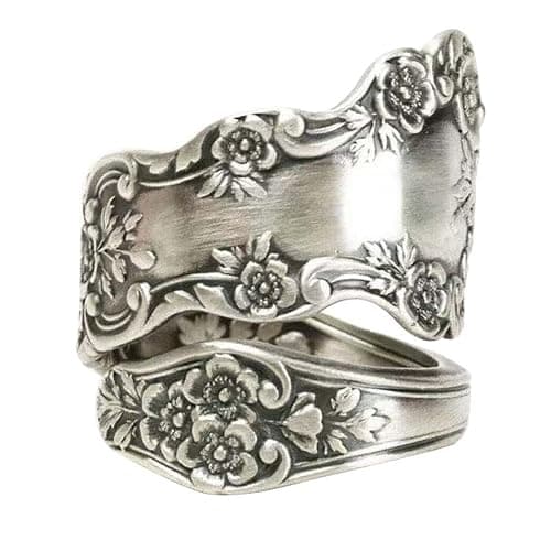925 Sterling Silver Oxidized Spoon Ring Adjustable Ring Jewelry Gifts for Women - Image 1