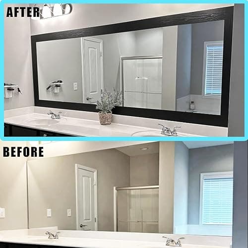 DESOMINOR 32FT Black Border Peel &Stick Black Wood Grain Wallpaper Border Removable Waterproof Bathroom Mirror Frame Sticker (Black, 3.93Inch X 32.8Ft) thumbnail 4