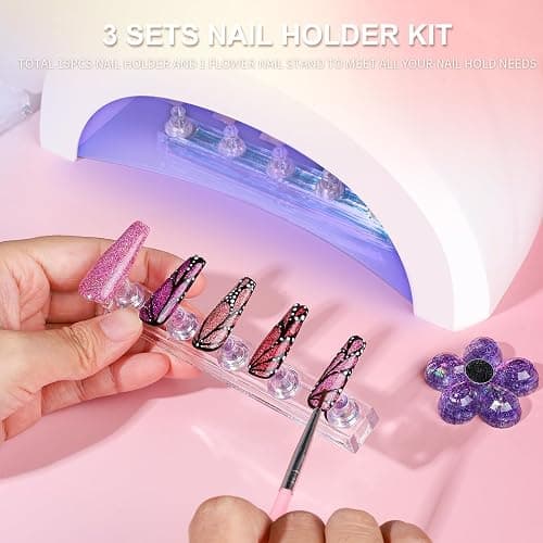 Fandamei Nail Stand, 3 Set Nail Art Stand for Press On, Nail Holder for Painting Nails, Press on Nail Stand for Practice, Magnetic Acrylic Nail Design Stand for Display with Double-sided Tape thumbnail 7