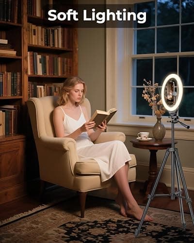 Sensyne 10'' Ring Light with 50'' Extendable Tripod Stand, LED Circle Lights with Phone Holder for Live Stream/Makeup/YouTube Video/TikTok, Compatible with All Phones thumbnail 7