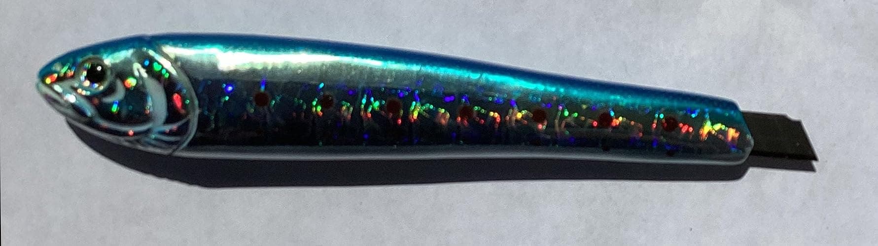 Translucent Blue Fish Shaped Box Cutter Detailed Glossy thumbnail 2