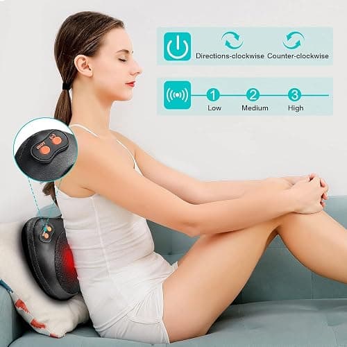 Shiatsu Back and Neck Massager with Heat, Electric Deep Tissue 3D Kneading Massage Pillow for Neck, Back, Shoulder, Leg, Foot, Whole Body - Best Gifts for Women Men Dad Mom thumbnail 2