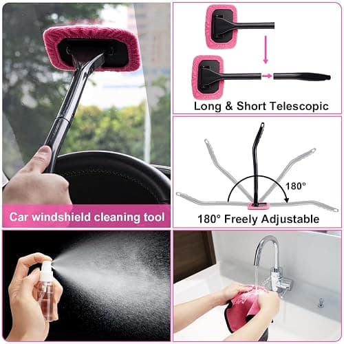 Viewsun Car Vacuum Cordless Rechargeable, 8000PA High Power Handheld Vacuum Cleaner with 17PCS Car Cleaning Kit, Pink Auto Accessories for Women Gift thumbnail 6