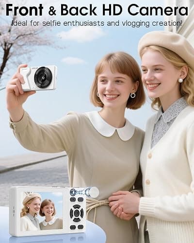 Vitaler Digital Camera with Front Rear Lens, Autofocus 64MP 4K Camera for Photography with 32GB Card, Portable Compact Point and Shoot Camera for Teens Adult Beginner with Metal Shell, 2000mAh Battery thumbnail 2