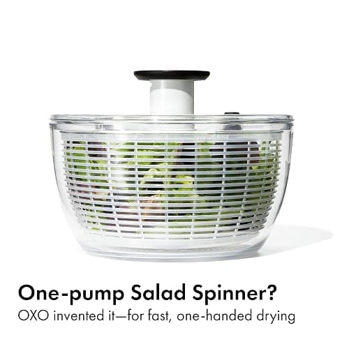 OXO Good Grips Salad Spinner | Lettuce Spinner | Fruit Washer | Fruit Washing Bowl with Strainer | Vegetable Cleaner | Salad Cleaner | Lettuce Washer | 6.22 Quart Capacity thumbnail 2