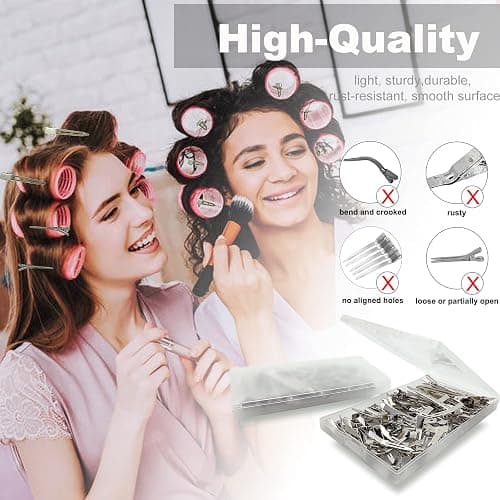 60Pcs Metal Styling Duck Billed Hair Clips, Silver Alligator Roller Clips for Women's Long Hair Styling Sectioning and Pin Curls, Bow DIY, with Case thumbnail 2