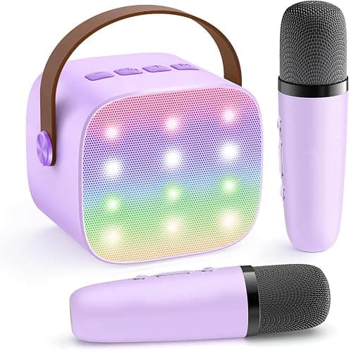 YLL Karaoke Machine for Kids, Portable Mini Speaker with 2 Wireless Microphones, TOP Kids Gifts for Girls Ages 3, 4, 5, 6, 7, 8, 9, 10+ Years Old, 4-12th Birthday Singing Present Toy Party (Purple) - Image 1