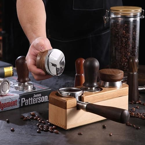 GURUDAR 51mm Coffee Distributor, Espresso Distribution Tool, Adjustable Depth Espresso Tamper Leveler with Walnut Wood Handle Fits for 51mm Delonghi Barista Portafilter thumbnail 2