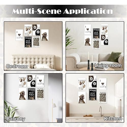 6Pcs Leopard Print Bedroom Decor, Chic Trendy Vogue Poster Set, Canvas Room Decor Aesthetic Bedroom Wall Art, Fashion Y2K Room Decor for Teens, Young Adults Wall Decoration (Unframed, 20X30cm) thumbnail 5