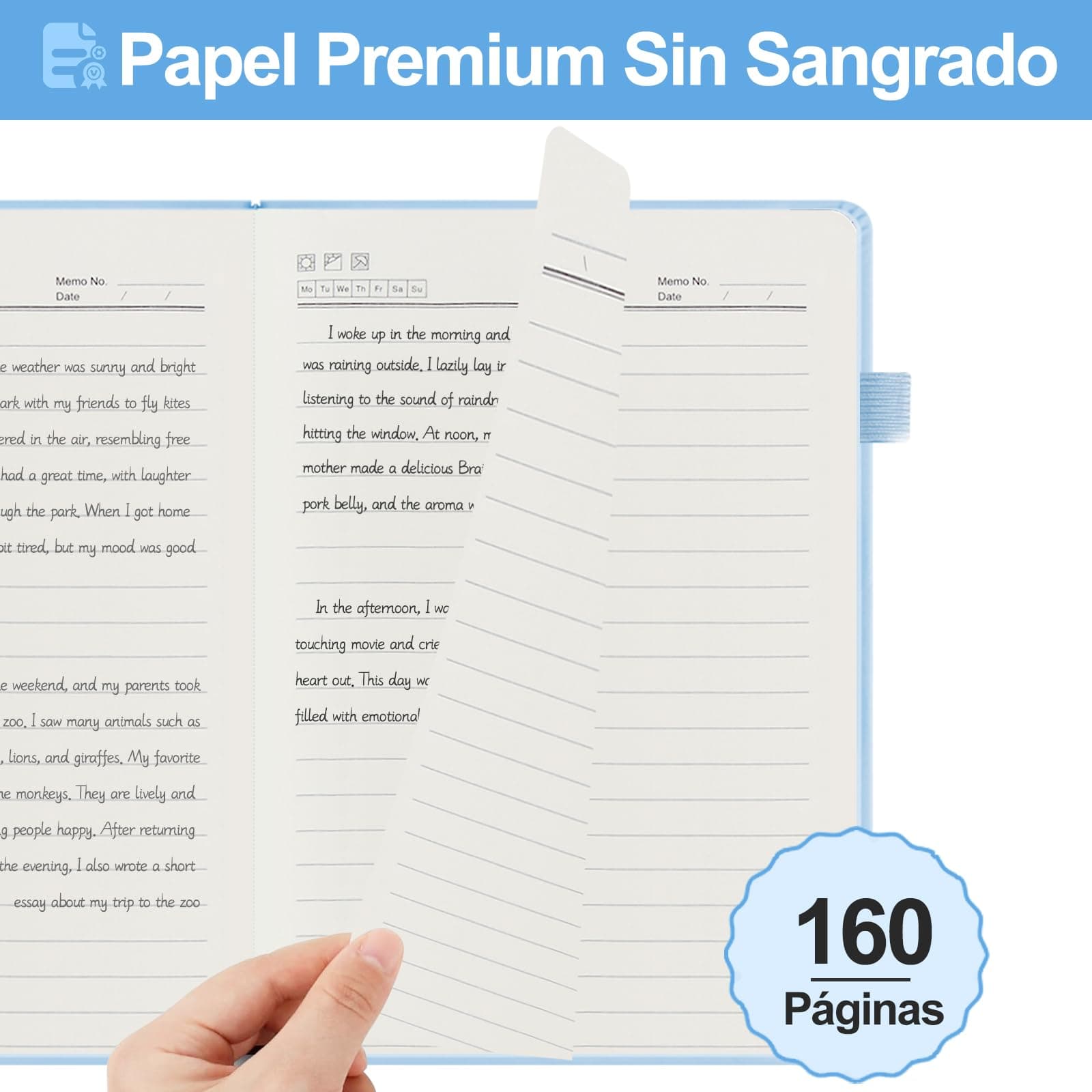 3 Pack Cuaderno Rayado,A5 Cuaderno con Forro de Tapa Dura de 480 páginas,Diario de Piel para Escribir, Oficina, Escuela, Negocio(3 Colors 20.8cm x14.5cm) thumbnail 3