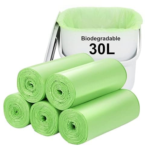 Biodegradable Trash bags 100PCS, Aievrgad 8Gallon/30L middle Garbage bags/ For kitchen Bin. Bin Liner/Trash/rubbish Bags, 100% Recycled,Tough, degradable, Compost Bags for Food/household/garden - Image 1