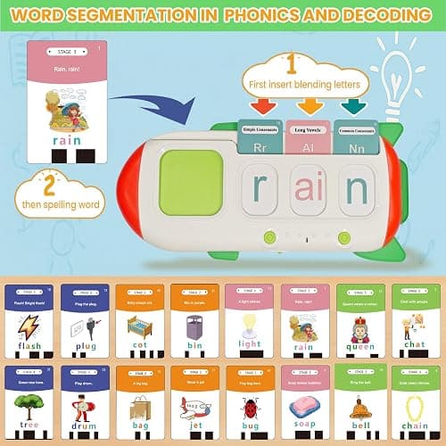 Talking Phonics Card Reader for Kids Ages 3-7, 5-Level Learn-to-Read System with Letter Sounds, Word Blending, Sight Words and Math Games, Preschool Kindergarten Homeschool Learning Toy thumbnail 4
