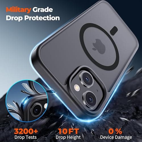 zapica Magnetic for iPhone 13 Case & iPhone 14 Case, [Compatible with MagSafe] [Military Grade Drop Protection] Translucent Matte Shockproof Anti-Scratch Phone Cover, Black thumbnail 5