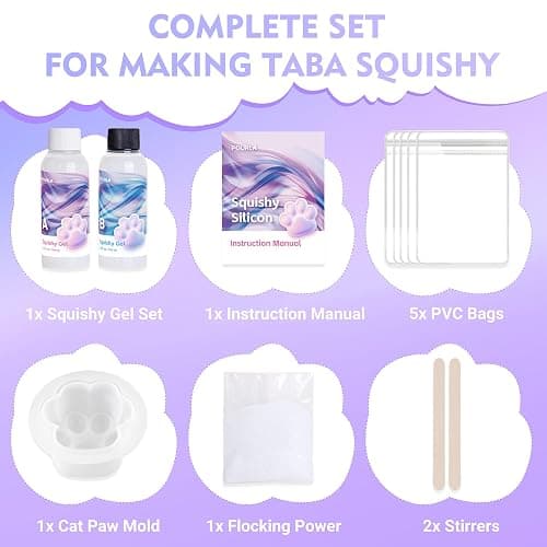 POURLA Taba Squishy Kit, Liquid Silicone Gel for Making Super Soft Squishy Kit for DIY Squishies, 1:1 AB Ratio Resin Silicone for Molding Hamsters, Cat Paws, Decompression Squishies thumbnail 5