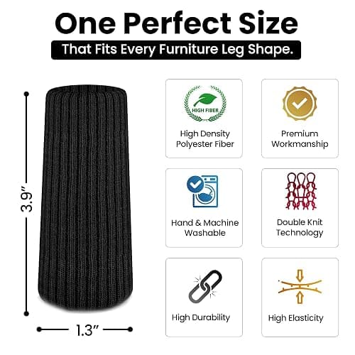 16/24/32 Pcs Black Chair Leg Socks – Premium Furniture Protectors for Hardwood Floors, Non-Slip & High Elastic Fit, Easy-to-Install Bar Stool Covers & Floor Pads thumbnail 2