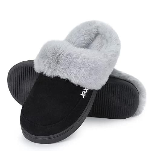 NineCiFun Women's and Men's Memory Foam House Slippers, Faux Fur Lined Indoor Fuzzy Slippers with No-slip Sole, Slip on Suede Home Shoes, Warm Winter Gift for Women & Men thumbnail 8