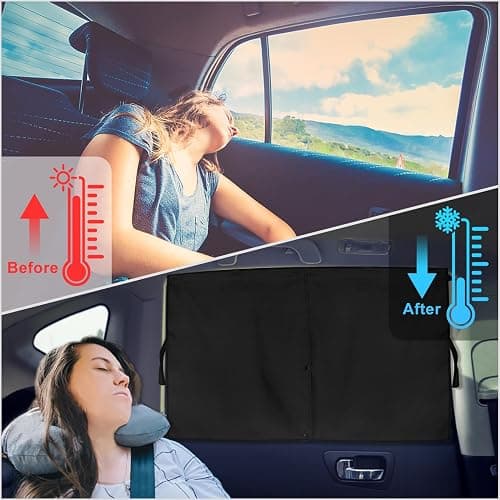 Car Window Shades, 2 PCS Magnetic Double Layer Auto Sun Shade for Side Windows Privacy Full Covers/Half Shade Options Back Car Window Curtains for Baby Protection thumbnail 8