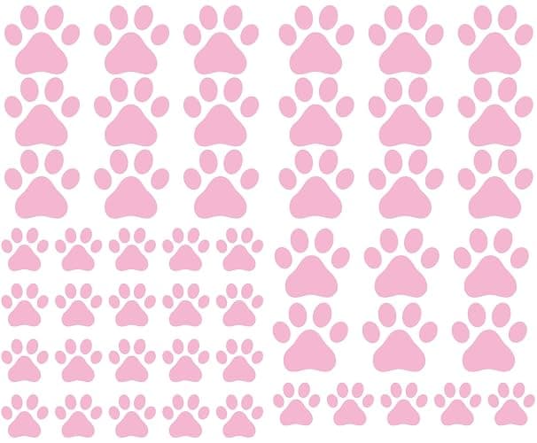 49 Pieces/Set Dog Paws Wall Decals Vinyl Pawprints Sticker Animal Footprint Wall Art Decoration for Kids Boy Girl Baby Nursery Bedroom Living Room Animal Tracks Decor YMX21 (Soft Pink) - Image 1
