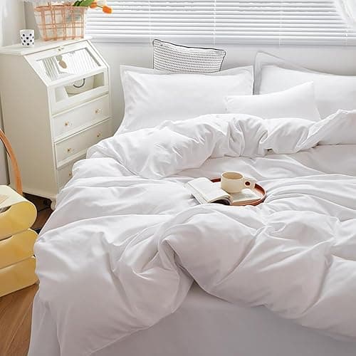 Cottonight White Comforter Sets Queen Pure White Bedding Comforter Queen Size Quilts Blanket Ultra Soft Breathabe Solid Bedding Set for Women Men Adults Teens thumbnail 3