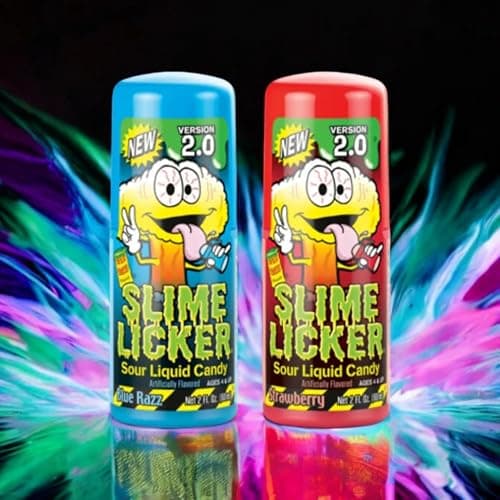 Slime Candy Lickers 2.0, Blue Raspberry & Strawberry - 2 Ounce (Pack of 12), Roller Candy New Version! - Bundled with Munch Mania Accessory thumbnail 2