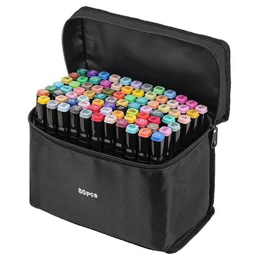 XIAOERLANG 80 Colors Alcohol Markers Pens,Markers Drawing,Markers Set for Kids,Adults Coloring Book, Multicolor,Wide Chisel and Thin Head Double-Head Design Equipped with,Black Suitcase - Image 1